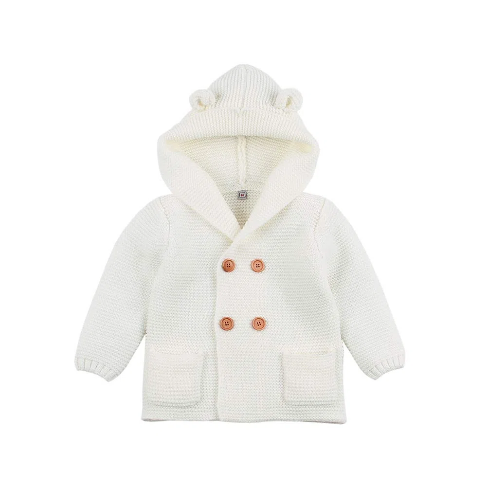 Cardigan bébé Manteaux à Capuchon garçons Filles tricoté Vestes Pull Chaud vêtements d'extérieur