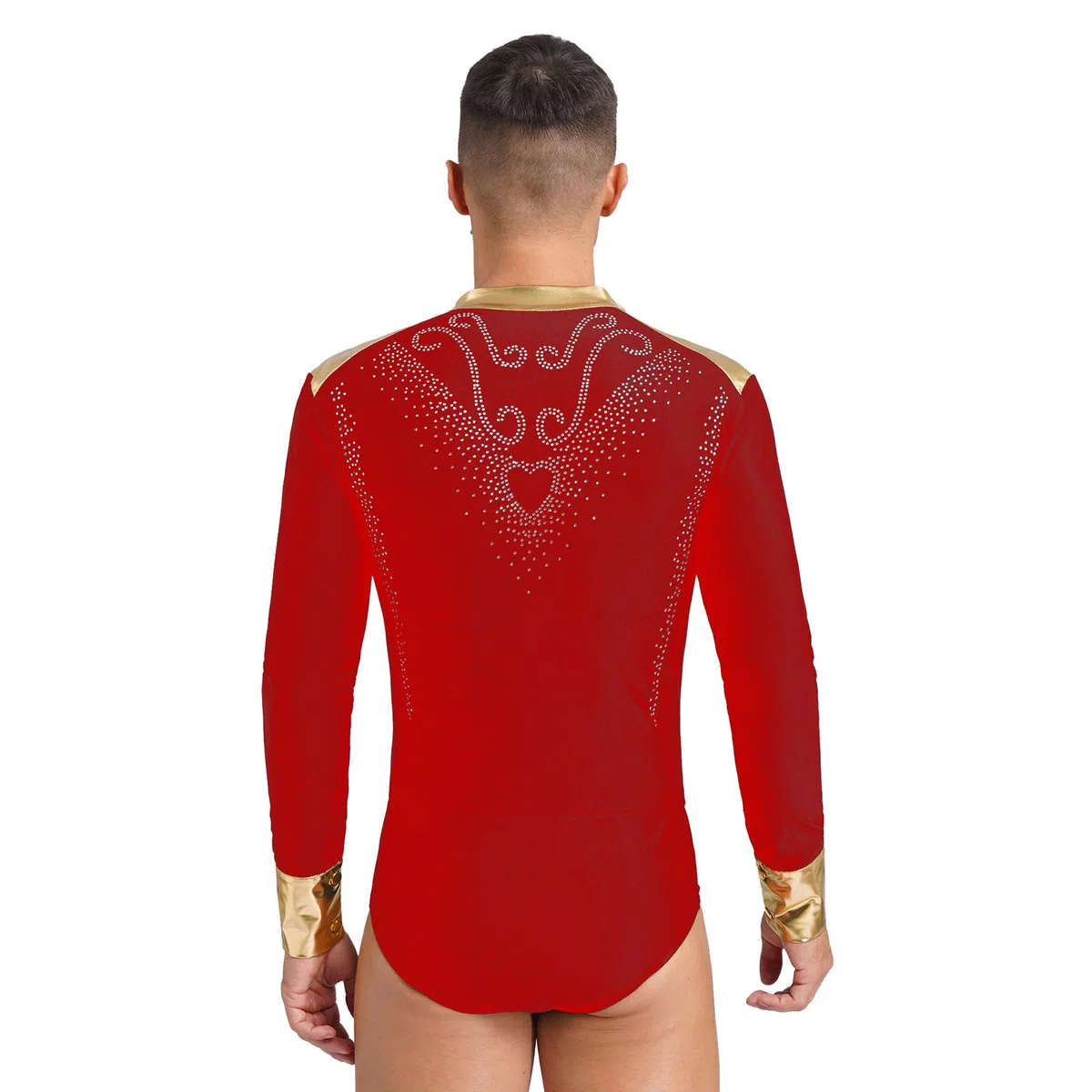 Sywiyi Body de danse standard à manches longues pour homme - Maillot latin Salsa Cha Cha - Chemise haut avec col en V - Costume de danse pour homme