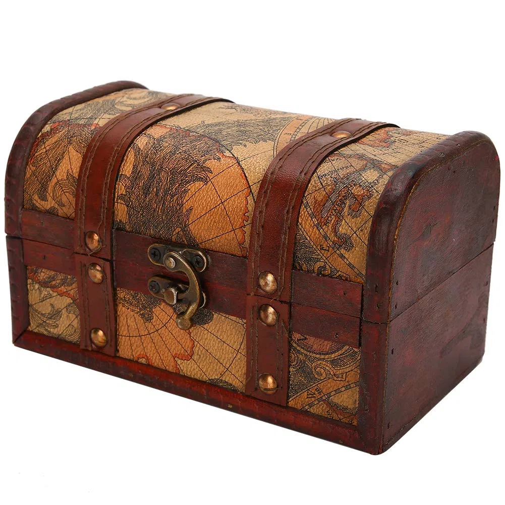 Ejoyous Coffre au Trésor en Bois Vintage, Boîte de Décoration Vintage Boîte à Bijoux Décorative Boîte de Rangement Exquise Boîtes en bois discrètes à l'ancienne Antique Rétro (carte trompette)