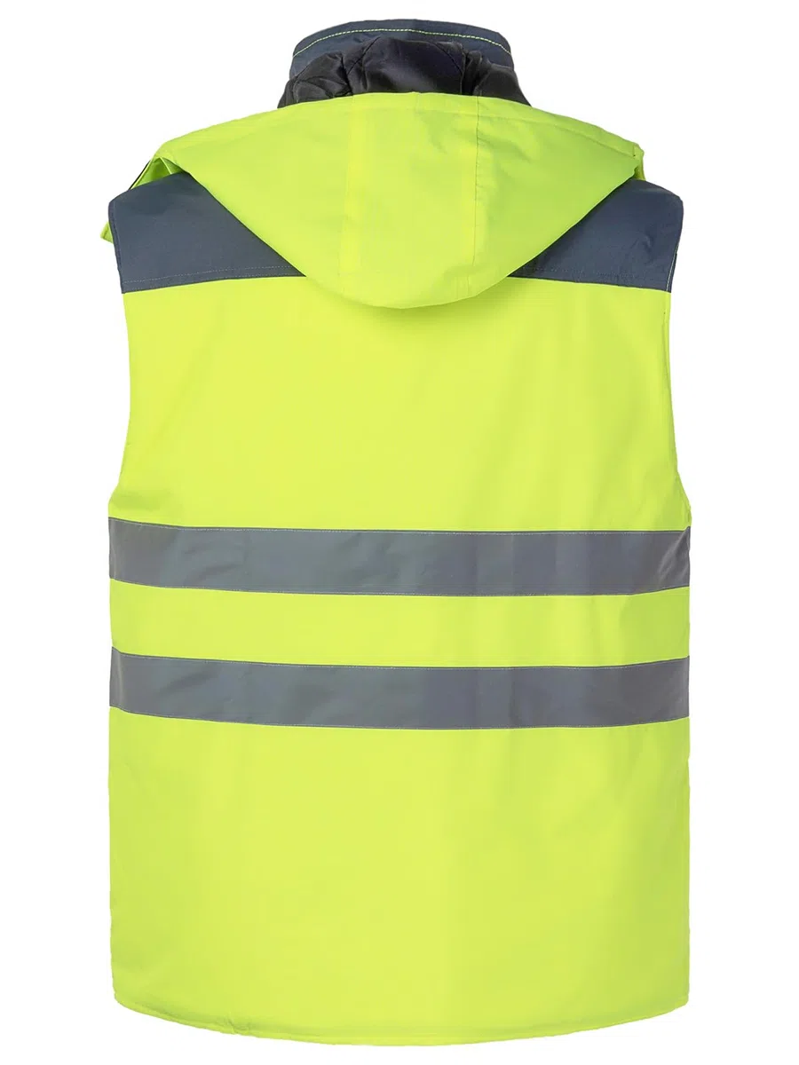 Homme Gilet de Travail à Bandes Réfléchissantes Rembourré Manteau de Travail Réfléchissant sans Manches Haute Visibilité Gilet d'Hiver Chaud avec Capuche