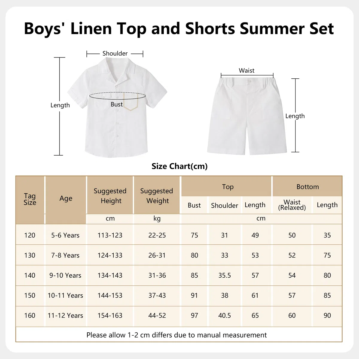 LOLANTA Ensemble Été Garçon en Coton et Lin, Chemise à Manches Courtes et Short, Tenue Légère et Respirante pour Enfant 5-12 Ans