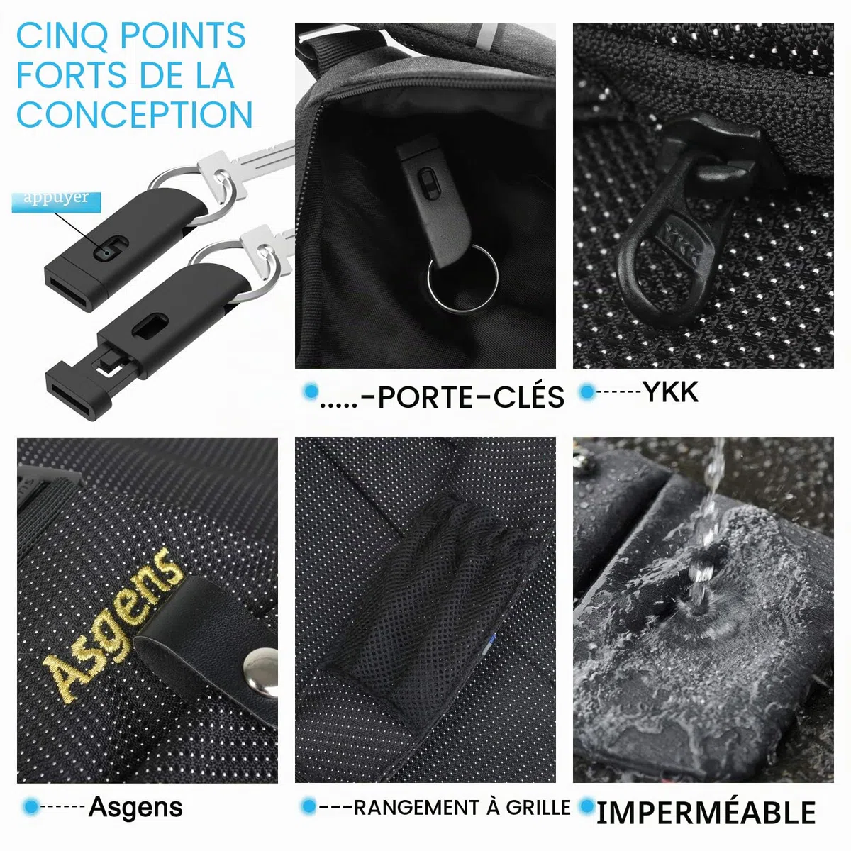 Crossbody Sports Poitrine Sac Pratique Multi-usages Anti-vol Sécurité Sling Bag Sac De Messager Étanche Loisirs Portable pour Enfants et Adultes En Plein Air