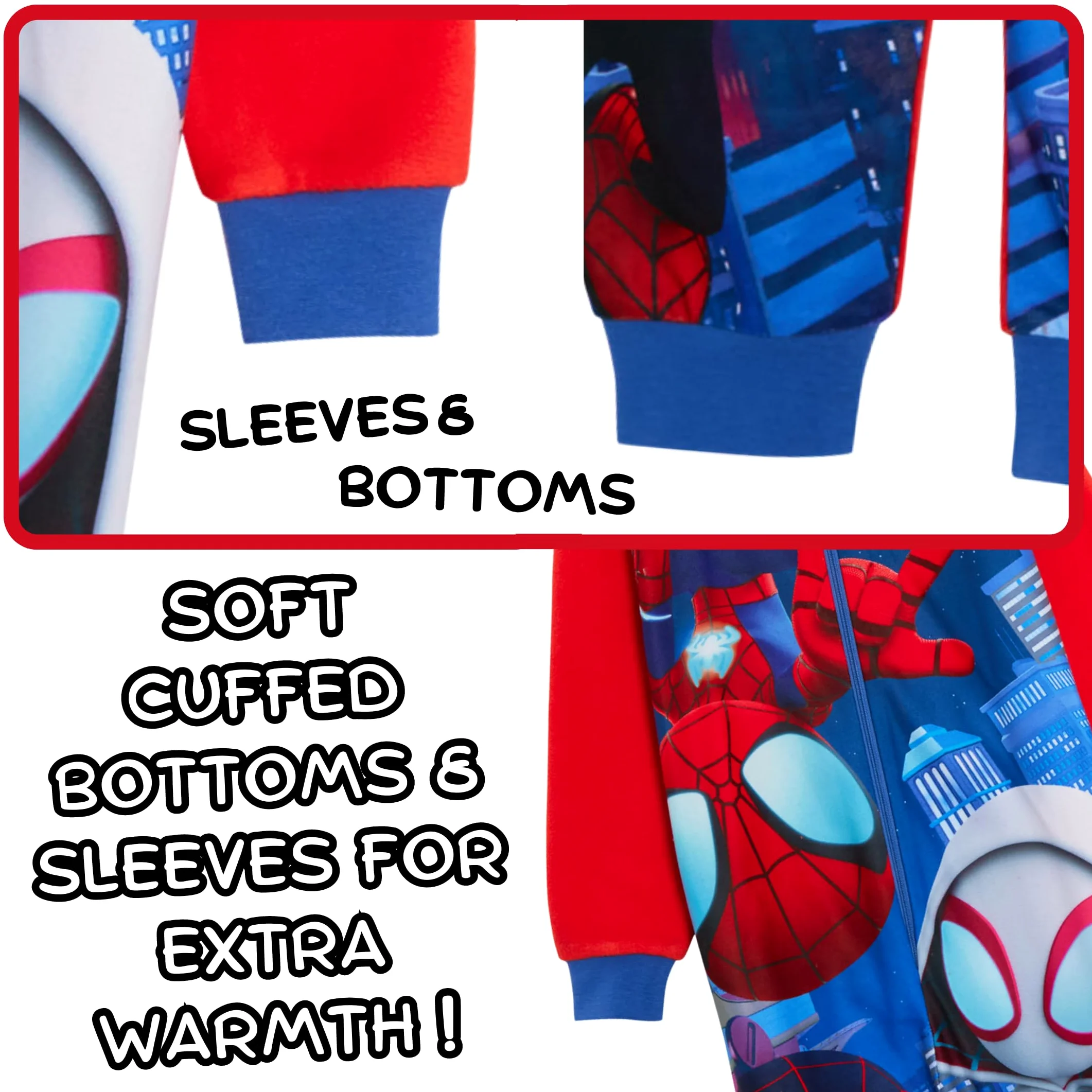 Marvel Spidey et Ses Formidables Amis grenouillère Polaire Pyjama Enfant avec Fermeture éclair Tenue détente