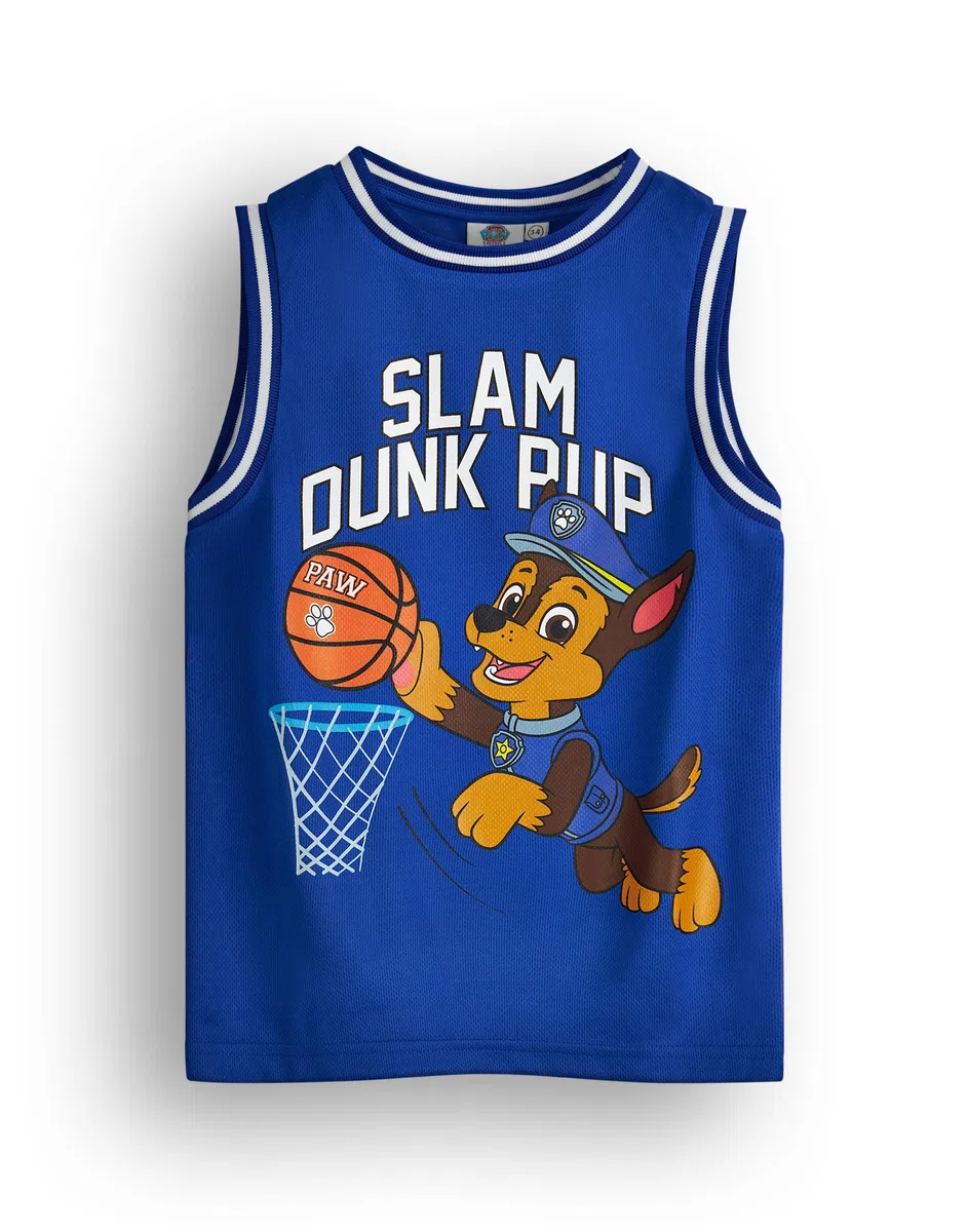 Paw Patrol Garçons Basket-ball Jersey et Shorts Ensembles | Tenue de sport deux pièces Slam Dunk Pup pour enfants | Ensemble assorti pour enfants