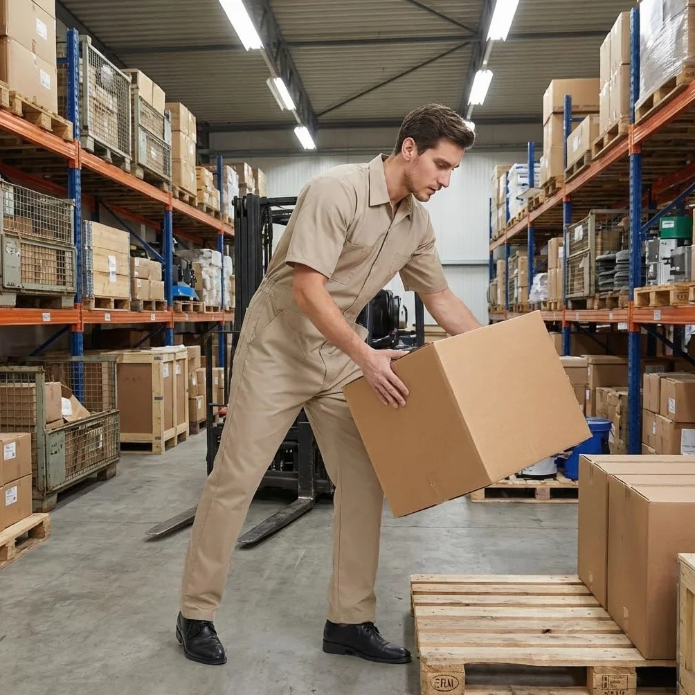 TOPTIE Salopette de Travail Homme, Combinaison de Travail d’été à Manches Courtes, Vêtements de Travail Poids léger avec Taille élastique