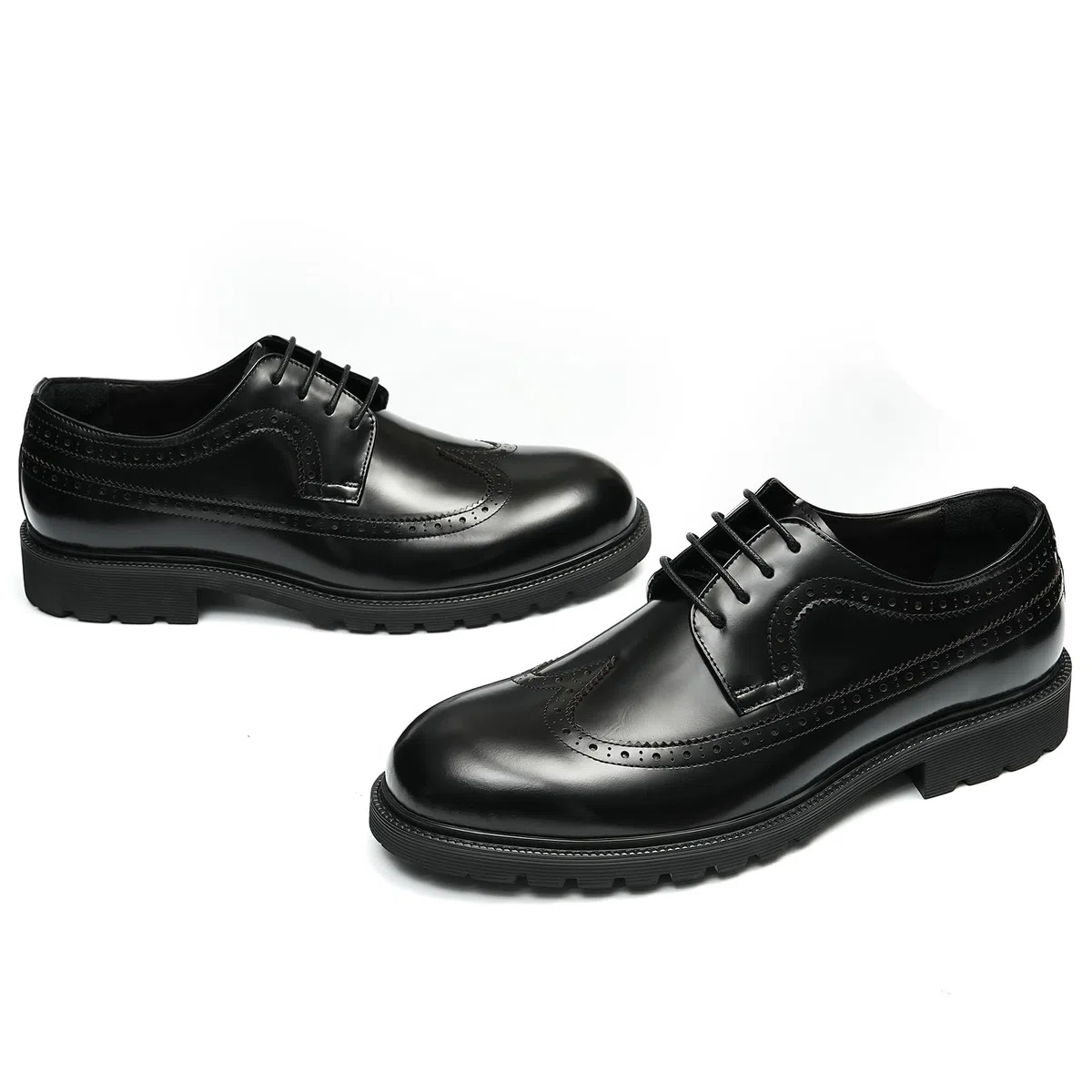 Générique Brogues Décontractées Confortables à Semelle Epaisse pour Hommes Chaussures Habillées Basses Lacets à Bout Rond en Cuir Derbys Formels Affaires