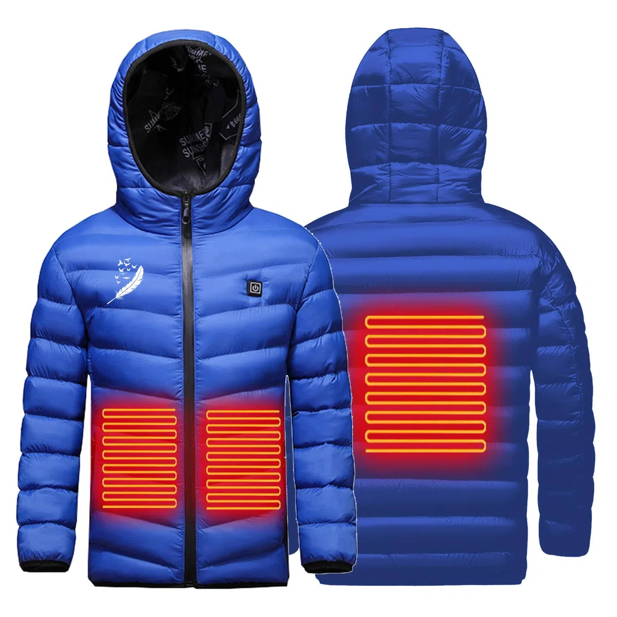 Générique Veste Chauffante Plein Air Léger Avec 3 Zones de Chauffage Manteau Chauffantes intelligent chauffé Enfant Imperméable Doudoune Chauffante lavable en machine Avec Poche De Chauffage