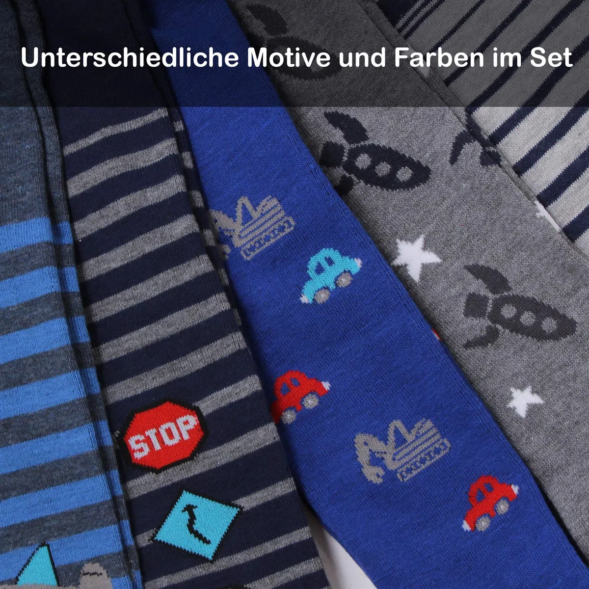 L&K-II Lot de 6 Ensemble de collants bébé et enfant pour garçons avec motif de football de voiture Dino multicolore 27253