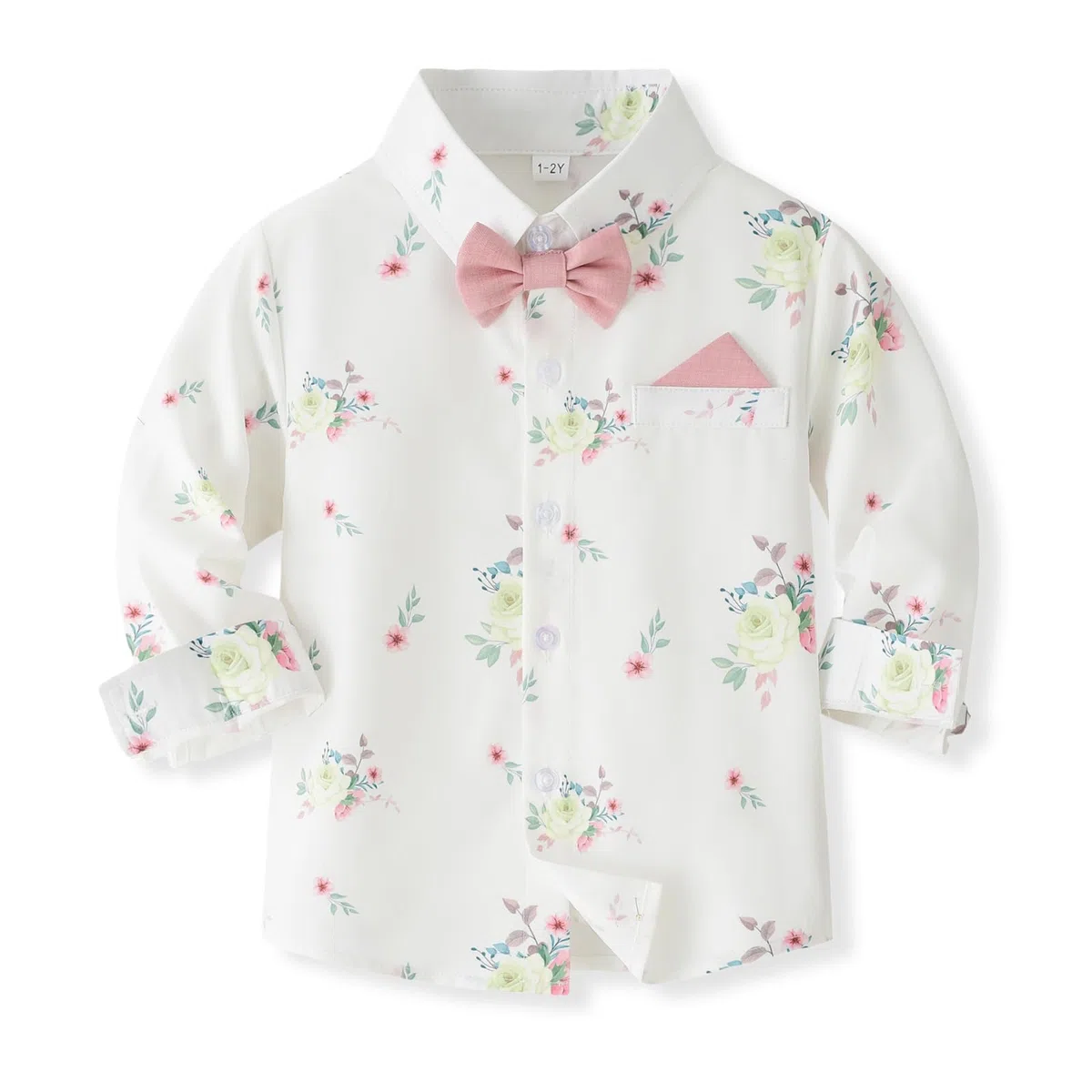 Ensemble de costume formel pour garçon - Chemise à manches longues avec nœud papillon et porte-jarretelles - Costume de mariage pour garçon