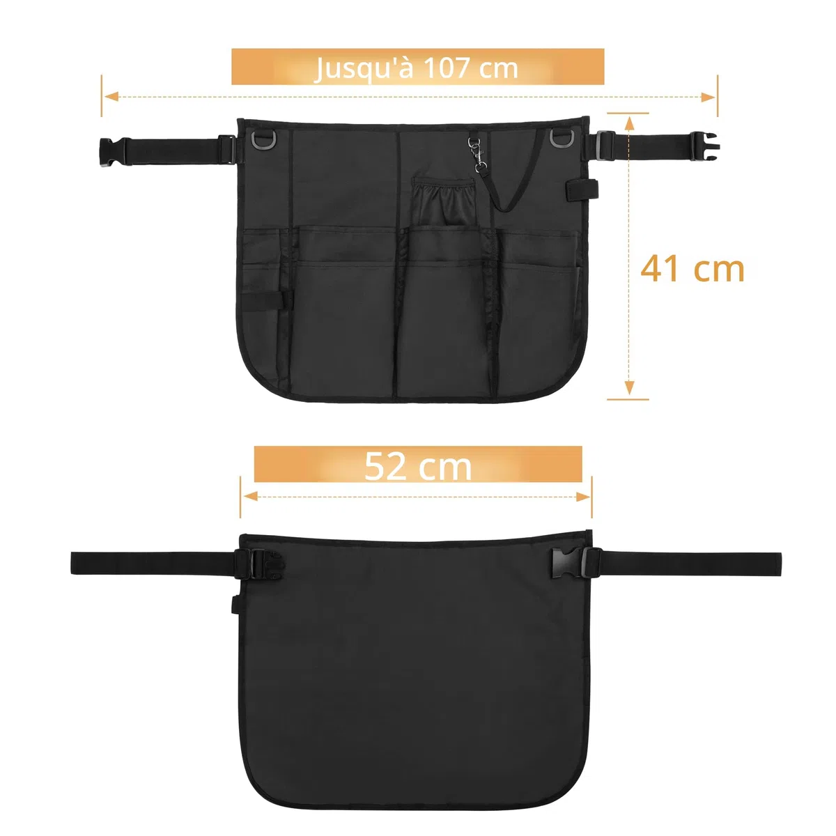 LoDrid Tablier de nettoyage professionnel, tabliers de nettoyage résistants à l'eau avec 9 poches et ceinture à boucle réglable pour les travaux de nettoyage de la maison, de l'hôtel