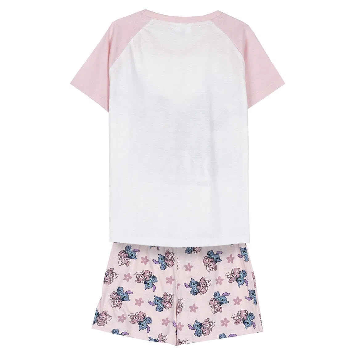 Disney Stitch T-Shirt et Short pour Fille, Pyjama en Coton Doux, Ensemble D'été 2 Pièces Stitch et Angel, Tailles 8 à 14 Ans