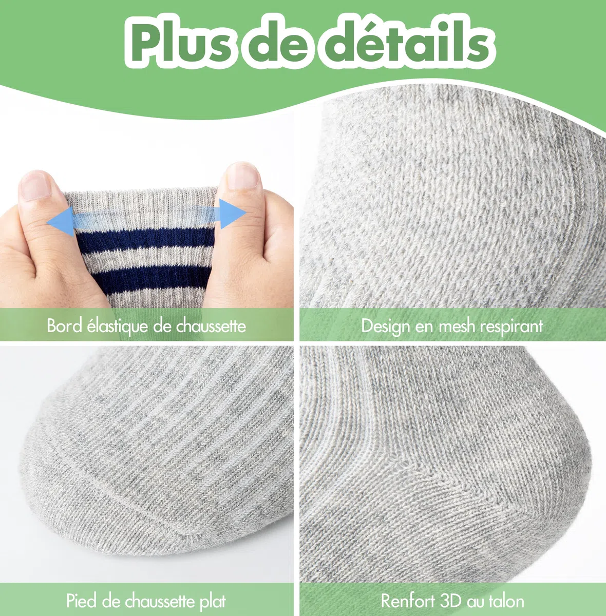 Lot de 12 paires de chaussettes de tennis unisexes en coton pour enfant garçon et fille