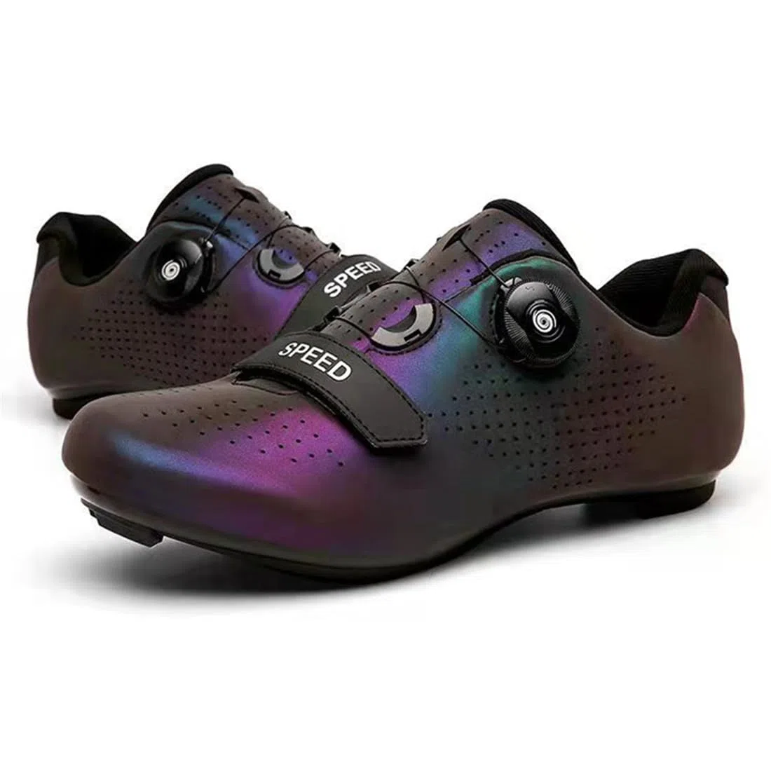Hixingo Chaussures de Cyclisme pour Hommes, Femmes, Chaussures D'équitation sur Route et Montagne, Crampons Respirantes Semelle Dure Chaussures de Vélo