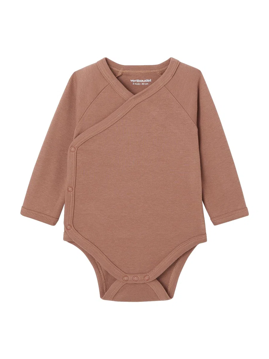 VERTBAUDET Lot de 7 bodies en coton Bio manches longues ouverture naissance BASICS