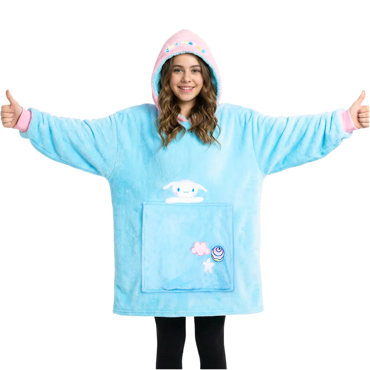 Hello Kitty Sanrio Sweat Polaire à Capuche Oversize Fille Ado et Peluche Intégrée, Couverture Portable, Anime Cadeau Kawaii
