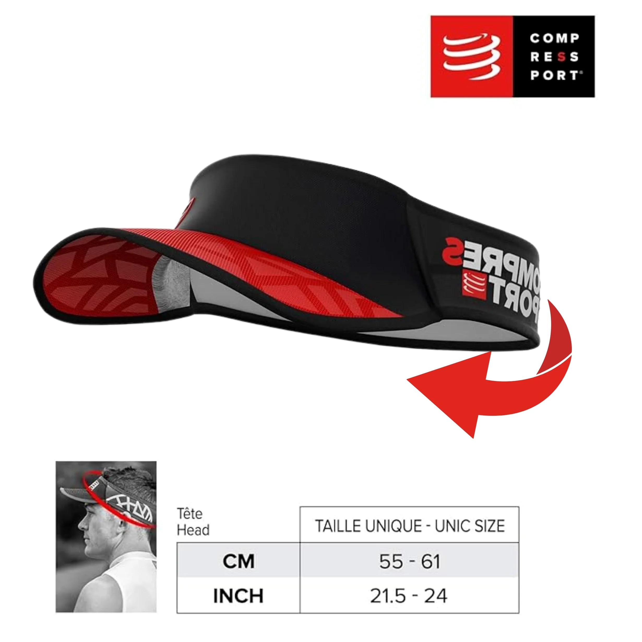 COMPRESSPORT - Visière Casquette Spiderweb Ultralight -Protection Solaire Anti-UV - Légère - Évacuation et Sechage Rapide de la Transpiration - Taille Unique