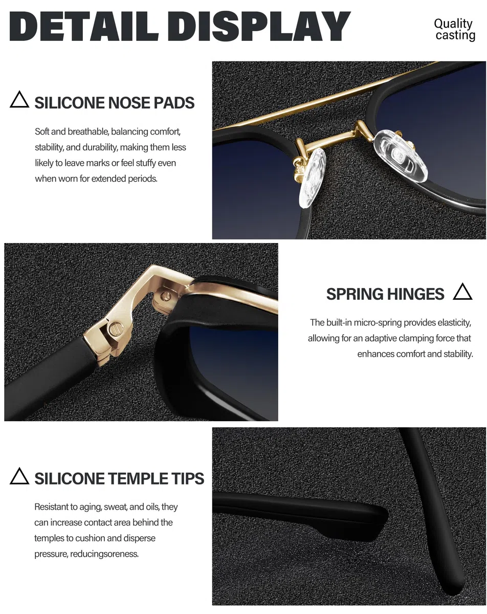 Joopin Lunettes de Soleil Polarisées Rétro Carrées pour Hommes et Femmes, Protection UV400, Double Pont, Idéales pour Voyage et Conduite