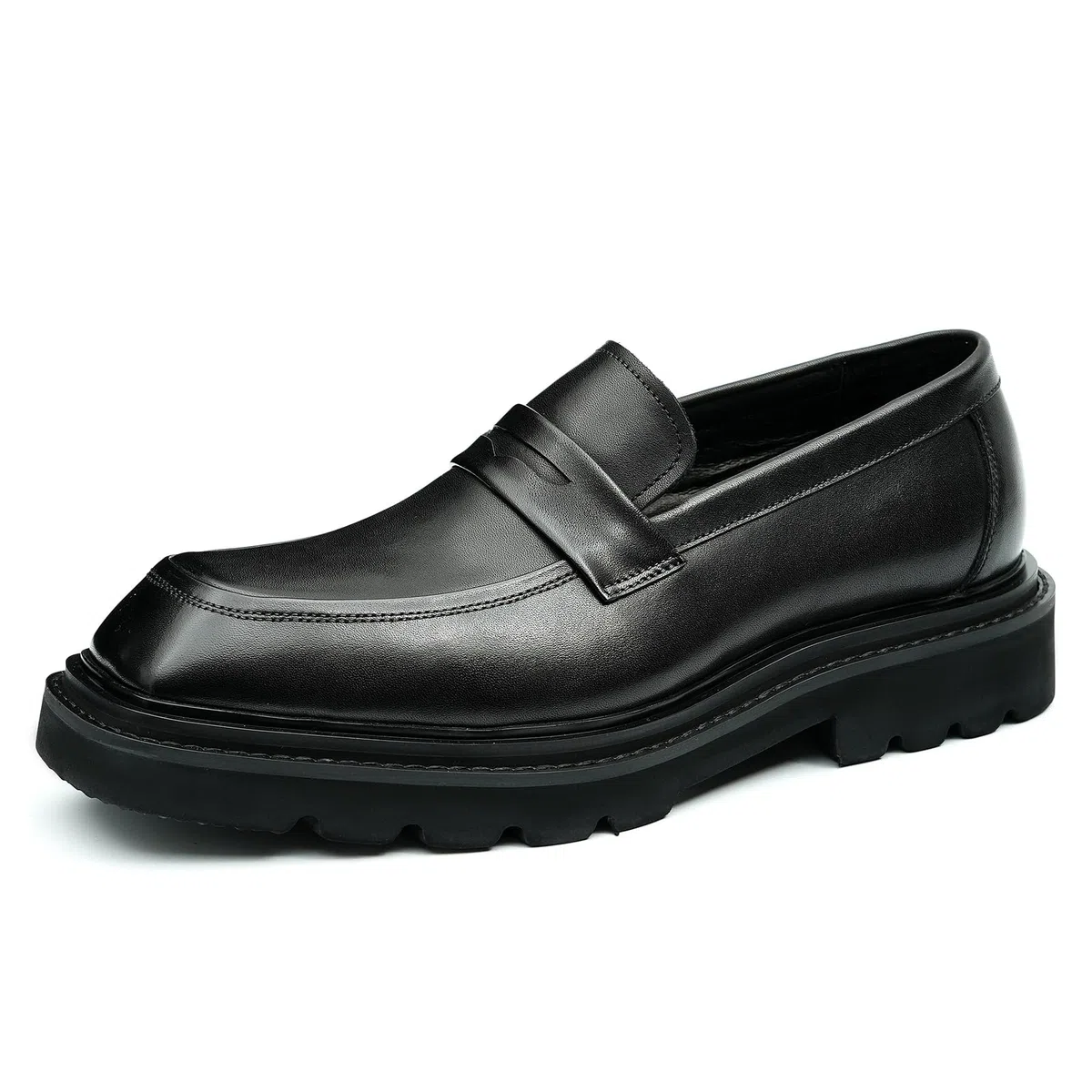 Mocassins Confortables à Semelle Epaisse pour Hommes Chaussures à Enfiler en Cuir Formel Affaires