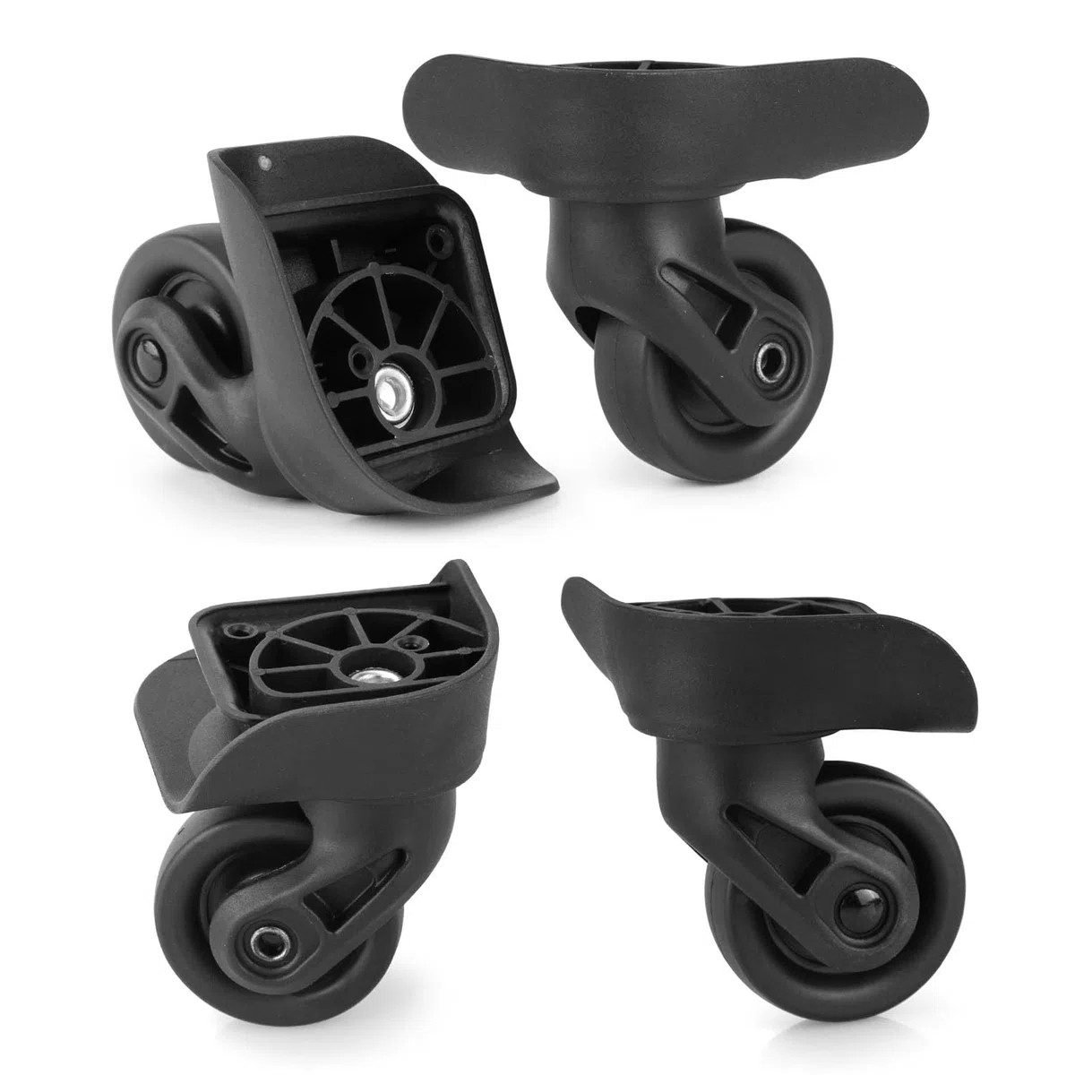 2 Paires de Roues de Valise Roues de Bagage de Remplacement pour Réparer une Valise Endommagée, Roues de Compartiment avec 2 Trous de Vis(V237)