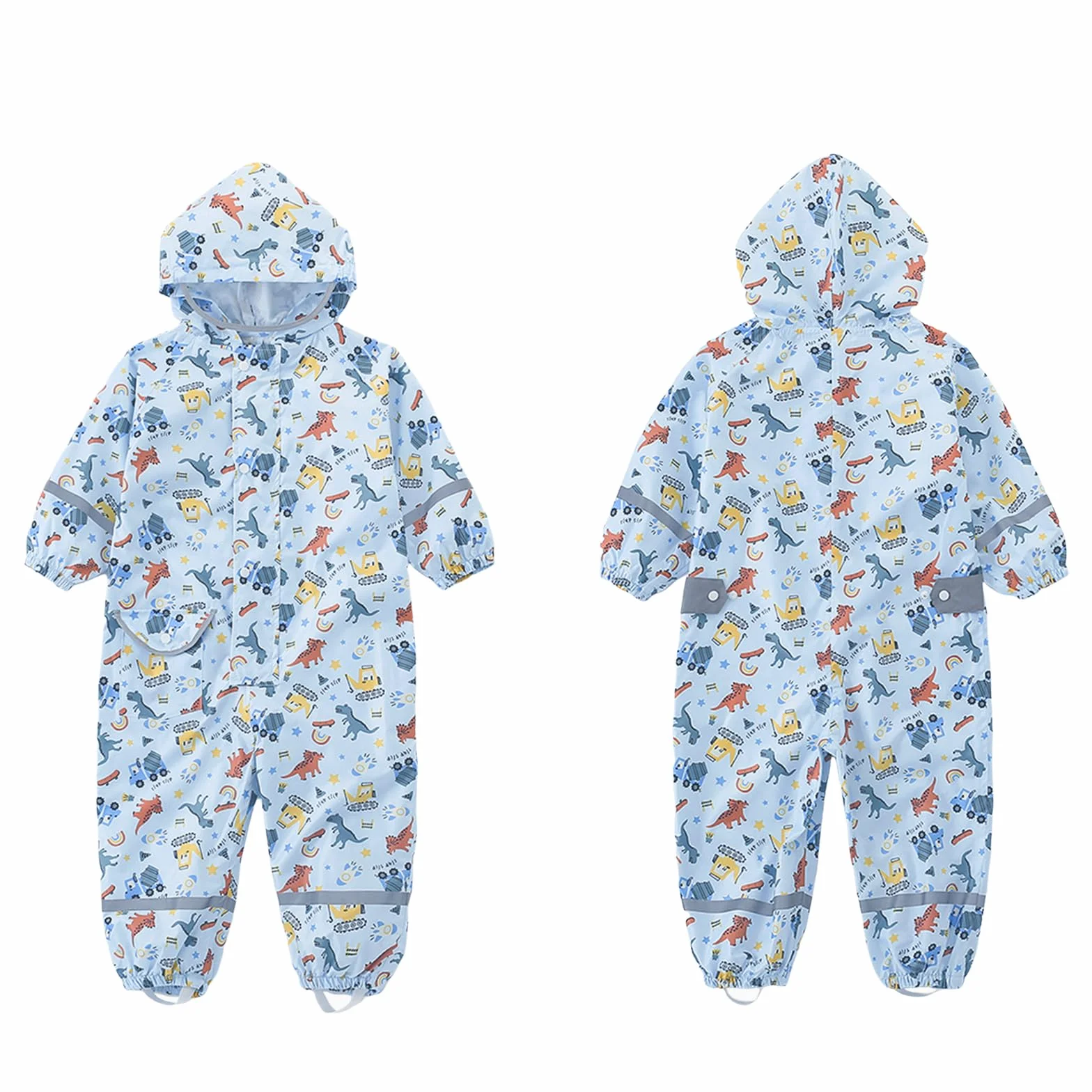 Combinaison de Pluie pour Enfants Garçons Filles Imperméable Une Pièce Combinaison Imperméable Zippée Poncho de Pluie Respirante Vestes de Pluie Léger 1-10 Ans