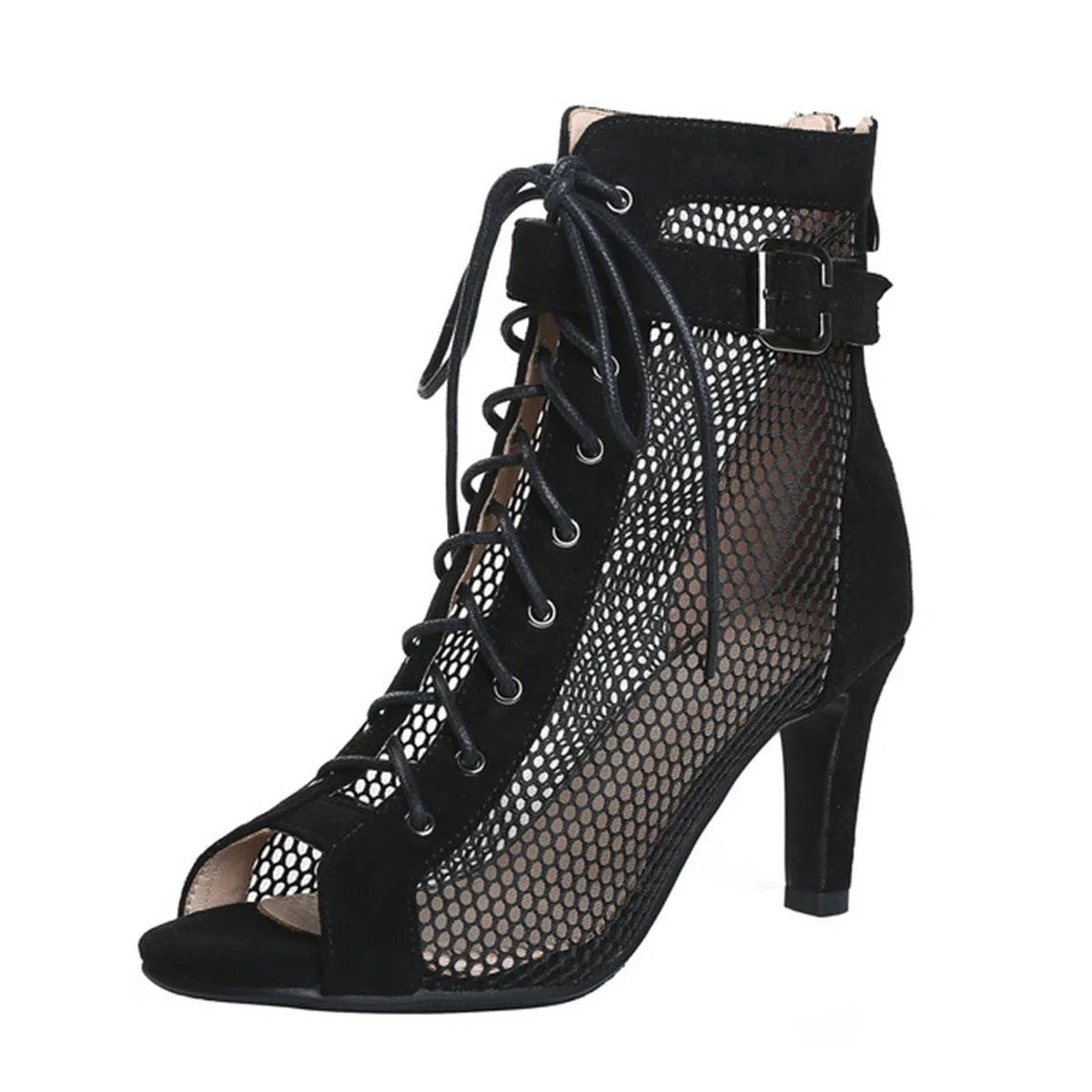 Talons Femme Sexy - Heels Dance Shoes pour Cours de Danse, Sandales à Talons Hauts avec Bouche de Poisson et Lacets Réglables, Confortables pour Soirée, Club ou Usage Quotidien - Noir