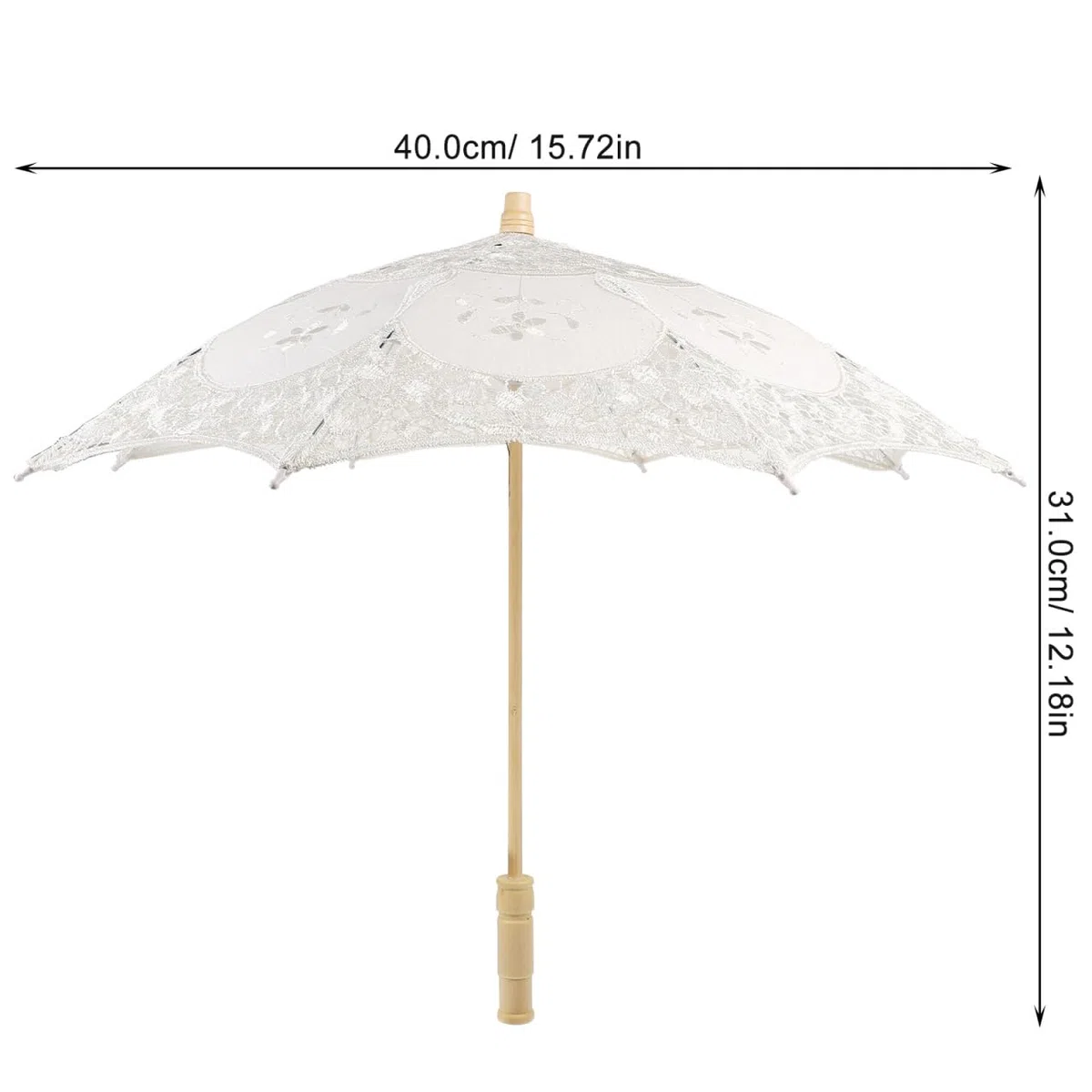 Garneck Parapluie de Mariage en Dentelle Beige 38 Cm Double Couche, Ombrelle Élégante pour Demoiselles D’honneur, Accessoire Photo et Cérémonie, Parapluie Léger 64 G pour Cérémonie
