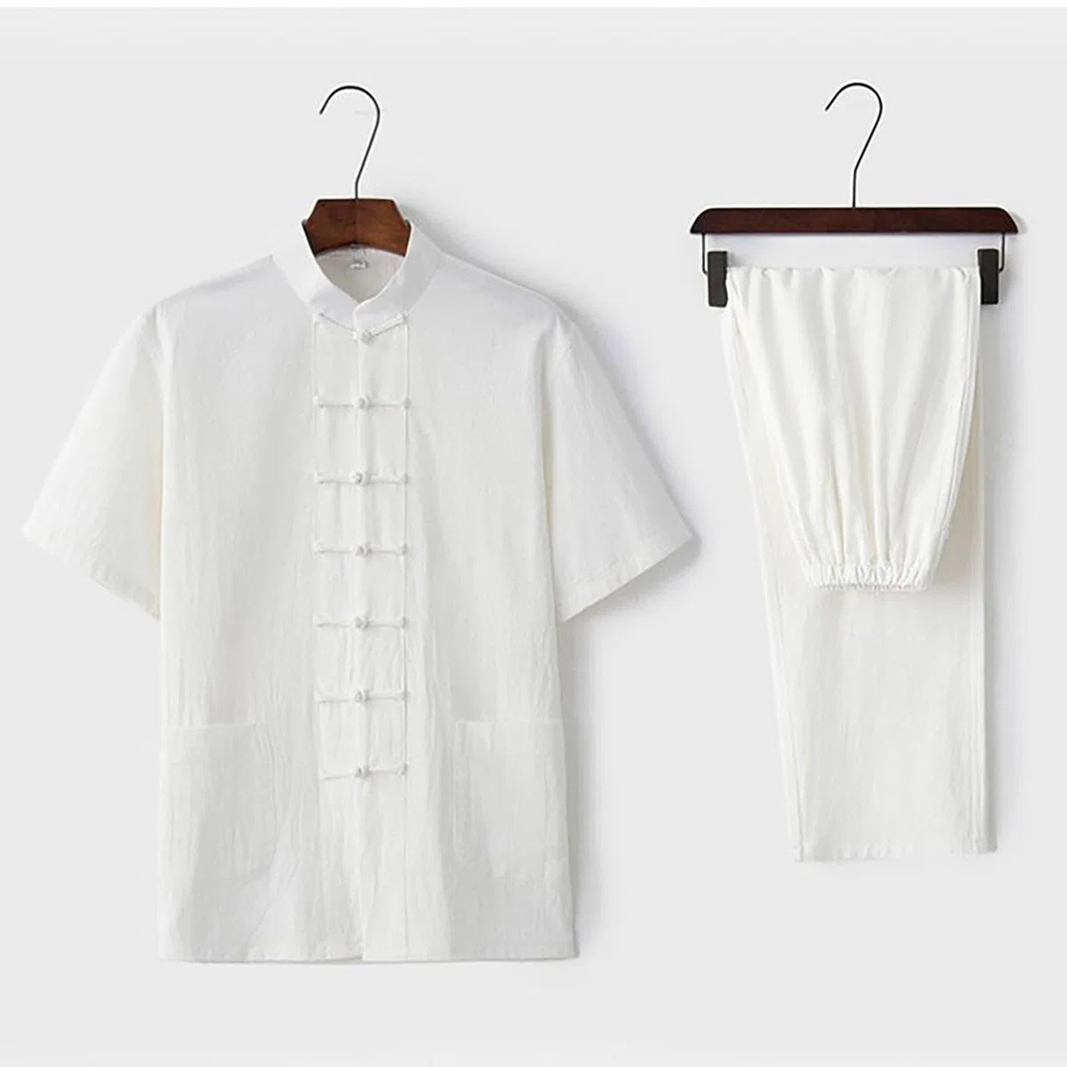 Costume pour homme Style chinois traditionnel Kung Fu, Tai Chi Combinaison en lin 2 pièces Manches longues Coton Lin Chemise et pantalon Léger Respirant Combinaison d'été Loisirs Jogging