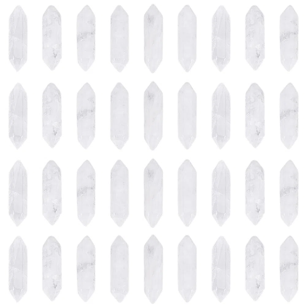 OLYCRAFT 36Pcs cristaux de Quartz clair pointes Quartz naturel pointes cristal Hexagonal terminée doubles bagulettes Point Pierre gemme décor bricolage artisanat collier fabrication bijoux -30x9x9mm