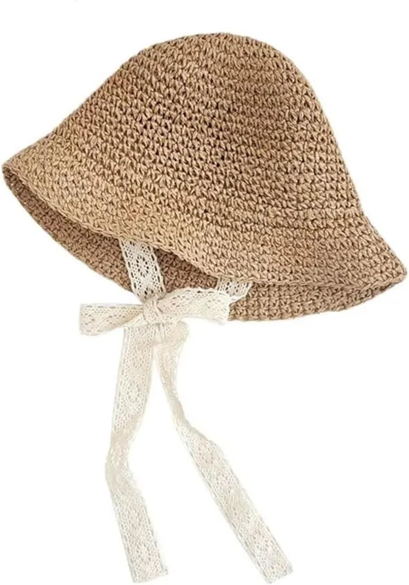 Chapeau de Soleil for Petite Fille, Chapeau de Paille, Chapeau en Dentelle, Chapeau d'été en Paille avec nœud, Chapeau de Plage, Chapeaux de Princesse
