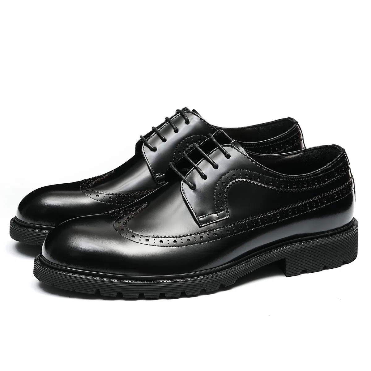 Générique Brogues Décontractées Confortables à Semelle Epaisse pour Hommes Chaussures Habillées Basses Lacets à Bout Rond en Cuir Derbys Formels Affaires