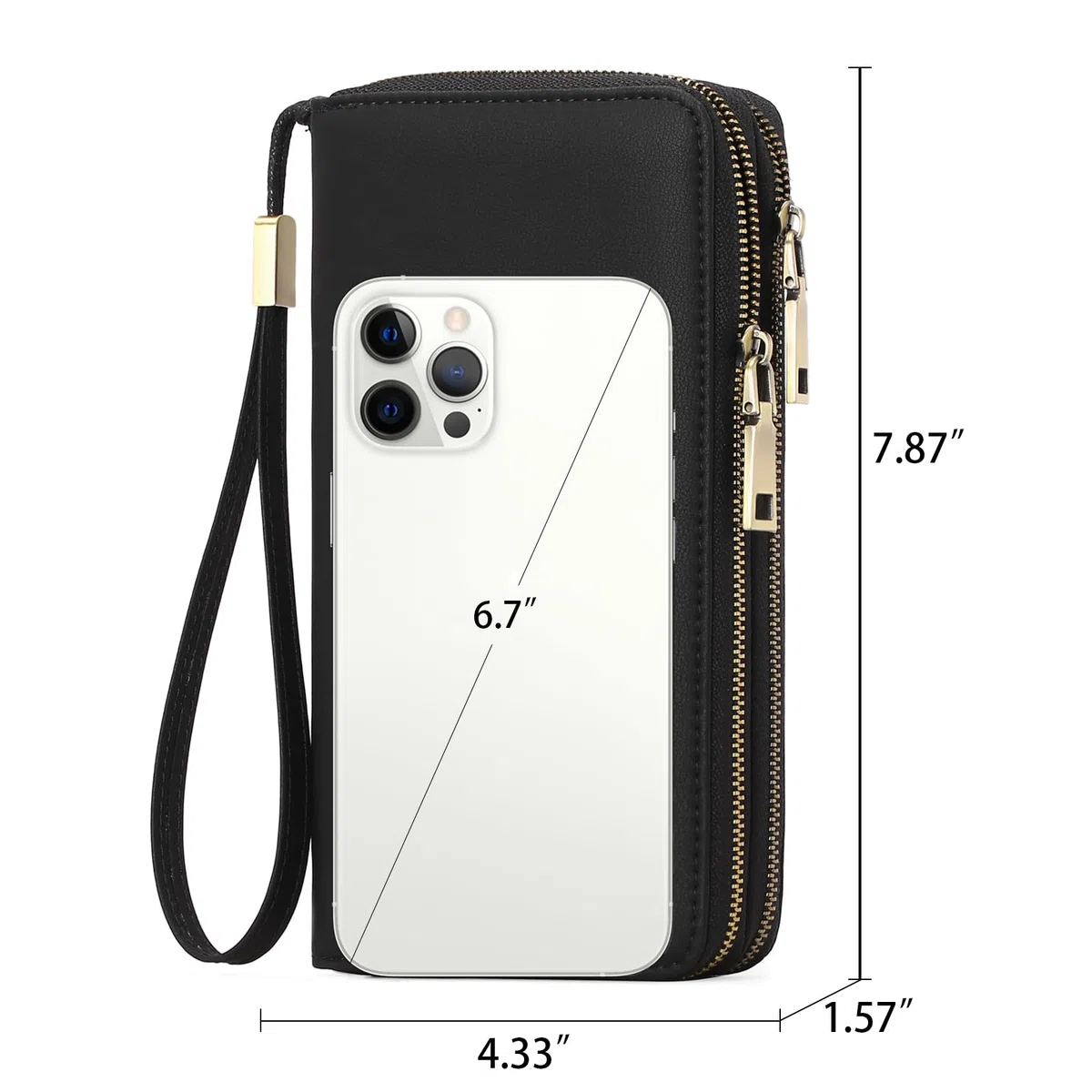 GAEKEAO Portefeuille Femme Grand, Porte Feuille Feminin Cuir Végétalien Double Fermeture à Glissière, RFID Porte chequier, avec Multiples Poches Portefeuilles et Porte-Cartes Idee Cadeau Femmes