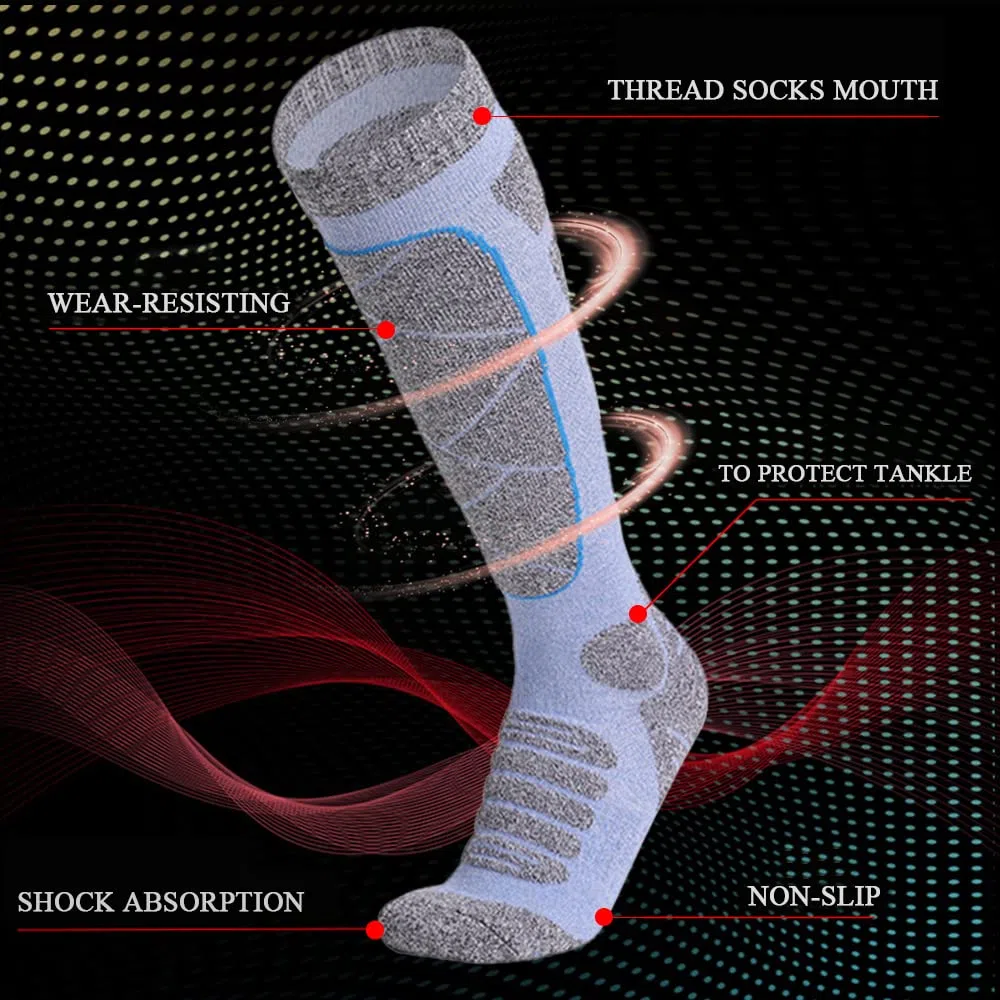 Bseical Lot De 2 Chaussettes De Ski Haute Performance Pour Femme Et Enfant 35-39, Pour Sports D'Hiver, Snowboard, Alpinisme, Randonnée