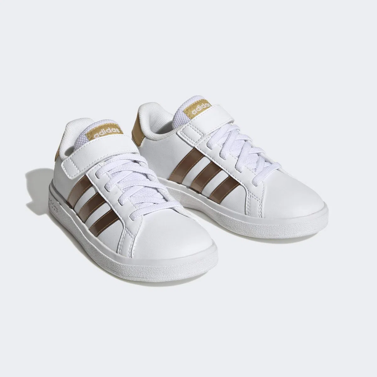 Adidas Grand Court Sustainable Lifestyle Court Elastic Lace and Top Strap Shoes Chaussures - Low (Pas de Football) Mixte Enfant