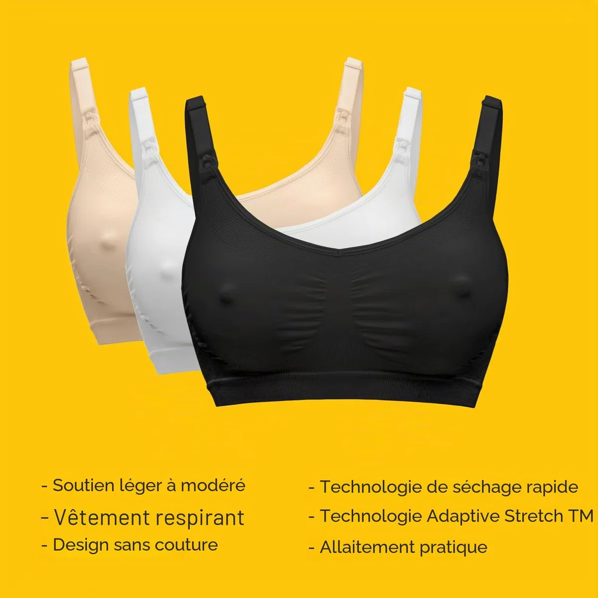 Medela soutien-gorge de maternité et d'allaitement sans coutures Keep Cool avec 2 zones de respiration, tissu doux au toucher pour un maintien confortable
