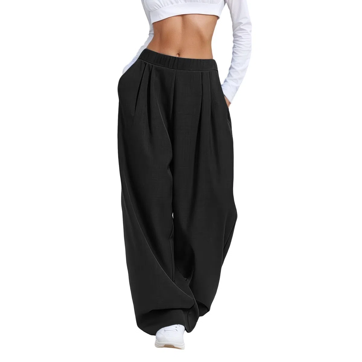 Baggy Pantalon Jogging Femme avec Poches et Taille Elastique Pantalon de Jogging Taille Haute Oversize Jogging,Mode Femme Élégant Décontracté,Pantalons Sweatpants