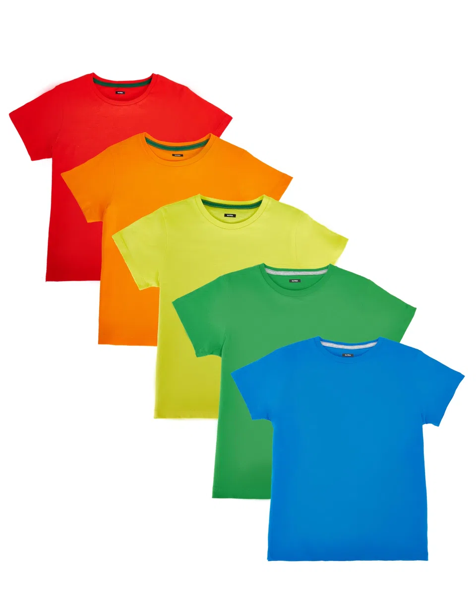 Nutria T-Shirt Enfant 100% Coton Lot de 5 Tee Shirt Garçon et Fille Manches Courtes Top d'été Unisexe Couleur Unie Diverses Couleurs Parfaitement pour L'impression 4-13 Ans B01A