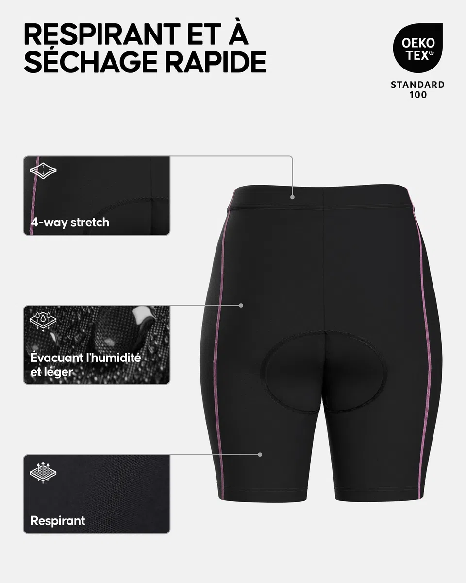 DANISH ENDURANCE Cuissard Vélo Femme, Rembourrage 3D, Short de Cyclisme Respirant et Élastique