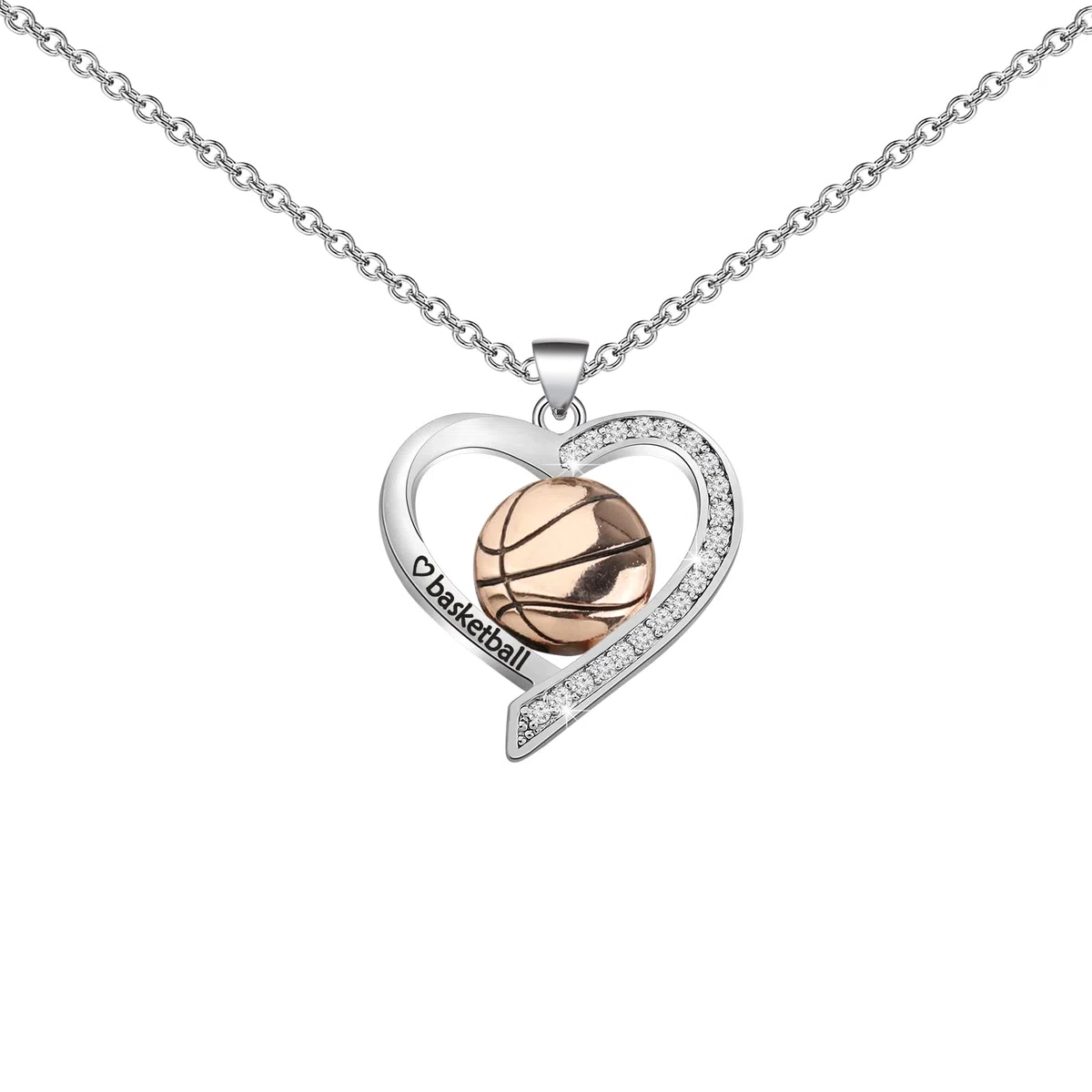 BNQL Collier de basket-ball pour femme, cadeau pour les amateurs de basket-ball, les joueurs, les entraîneurs d'équipe, bijoux de basket-ball pour filles