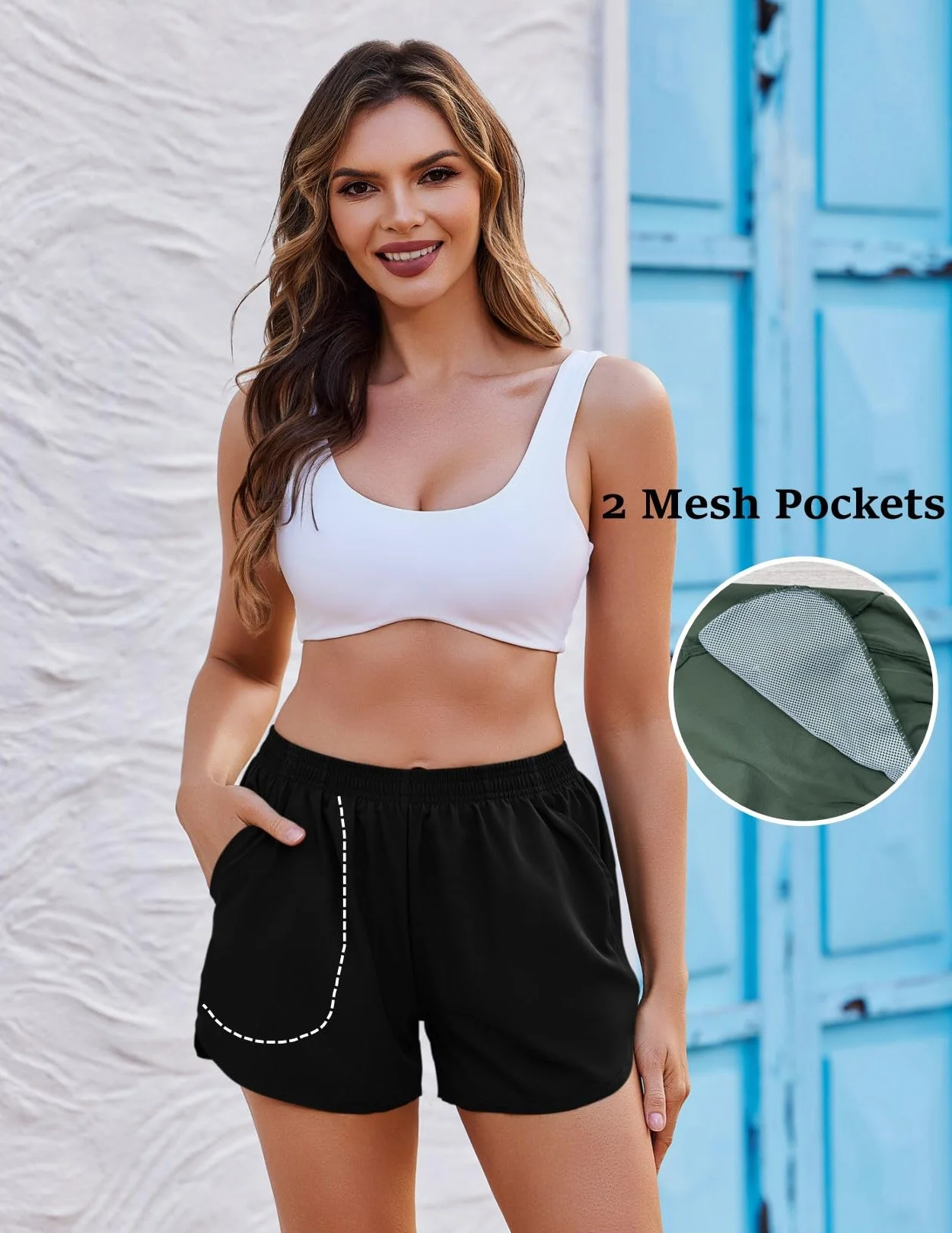 Ekouaer Short de Bain Femme Boxer Intégré Short de Sport d'été pour la Course à Pied Short de Surf à séchage Rapide avec Poches S-2XL