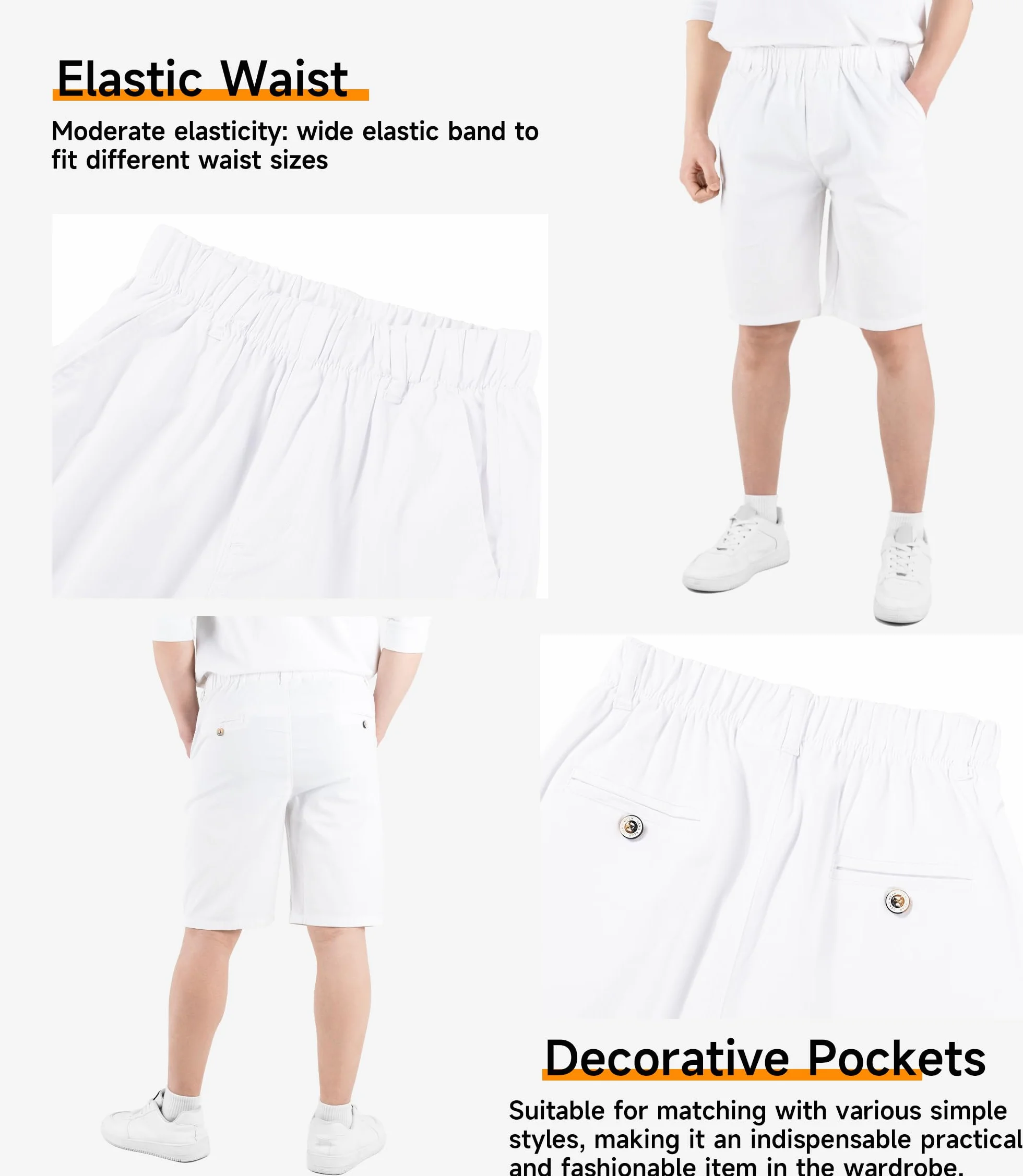 CAMLAKEE Chino Shorts Garçons Enfants Pantalon d'été Respirant uni avec Taille élastiquée