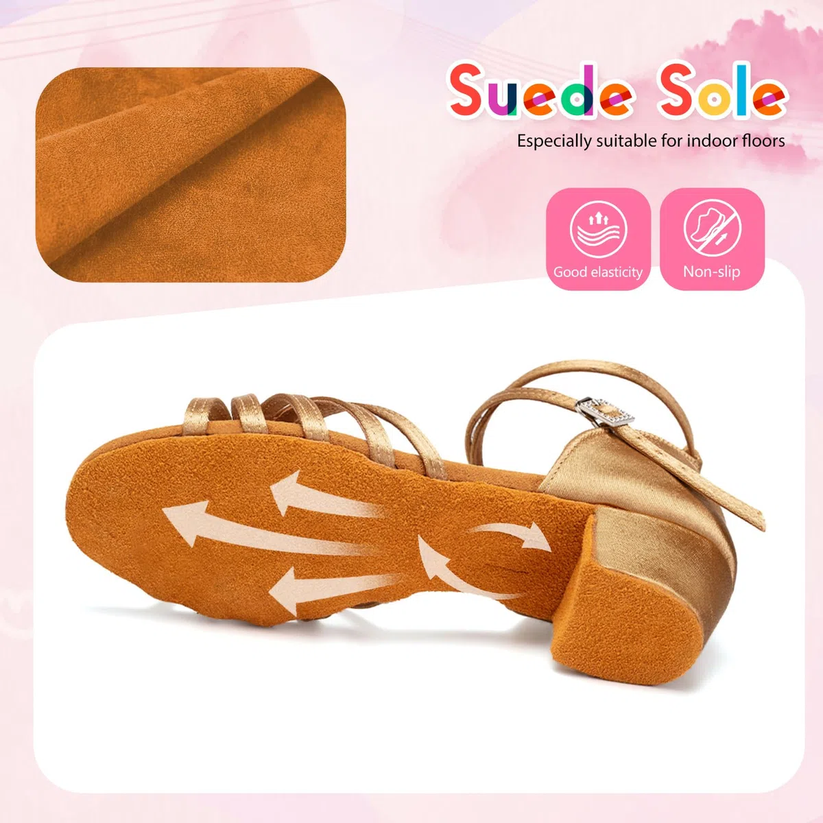 SWDZM Chaussure Danse Latine Fille Satin Bout Ouvert de Salon Salsa Ballroom et Bachata Talon 3cm