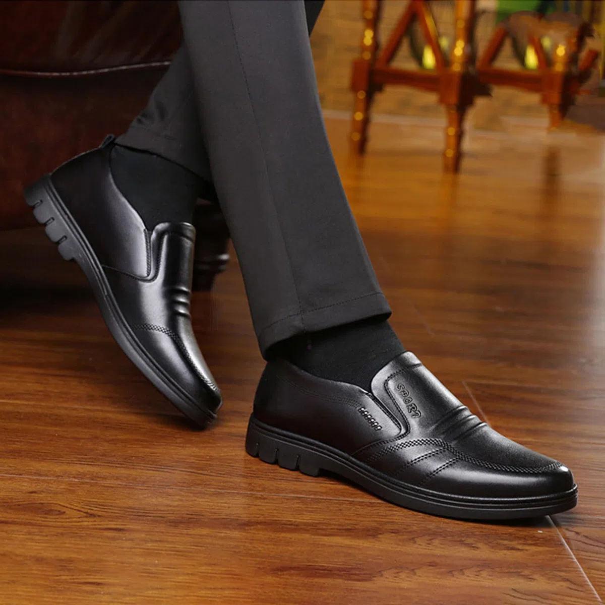 Chaussures en Cuir pour Homme,Chaussures Homme Ville Confortable,Chaussure Casual Homme Classiques Business,Bout Rond Classic,Adapté Au Travail Quotidien Et Aux Loisirs