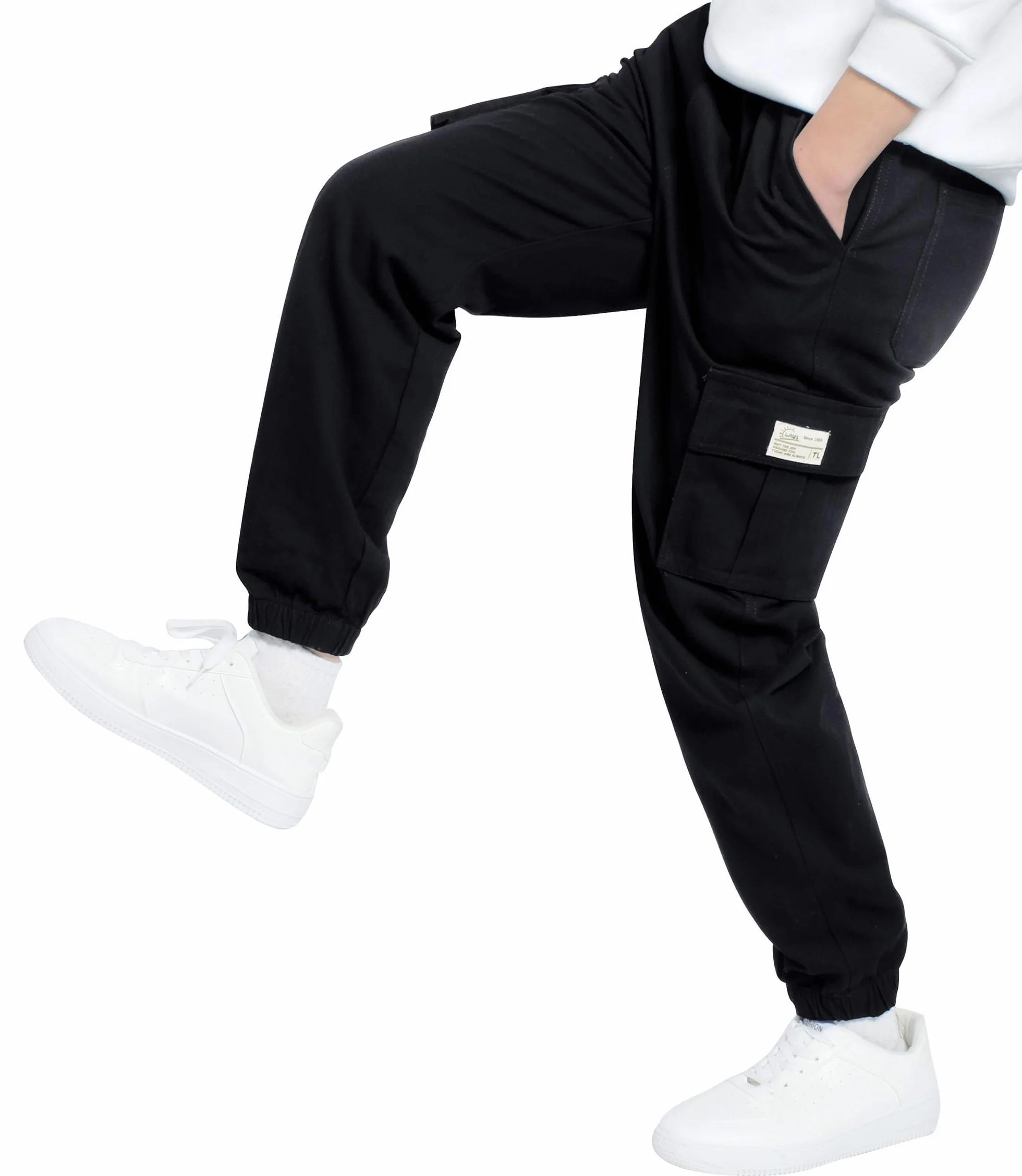 Pantalon Cargo pour Garçon Pantalons de Jogging Taille élastique 4-15 Ans