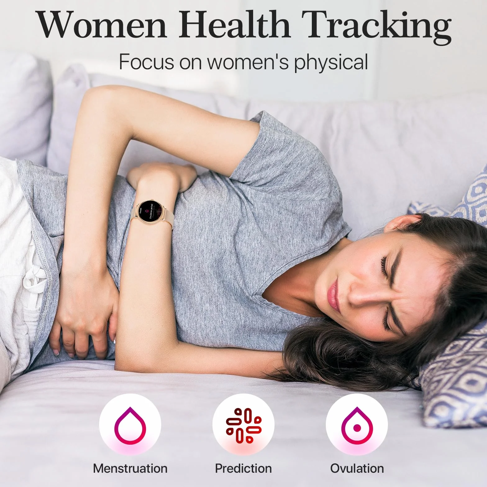 Montre Connectée Femme avec Appel Bluetooth, 1.39" inch Touchscreen Montre Intelligente avec 113 Modes Sport Fréquence Cardiaque Moniteur de Sommeil Assistant Vocal Chronometre pour Android iOS