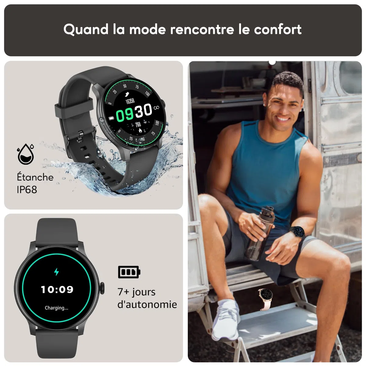 Montre Connectée Femme avec Appel Bluetooth, 1,38" Smartwatch avec Cardiofréquencemètre, Sommeil et Calories, 147+ Modes Sport, IP68 Fitness Podomètre Compatible avec Android iOS Cadeau Saint Valentin