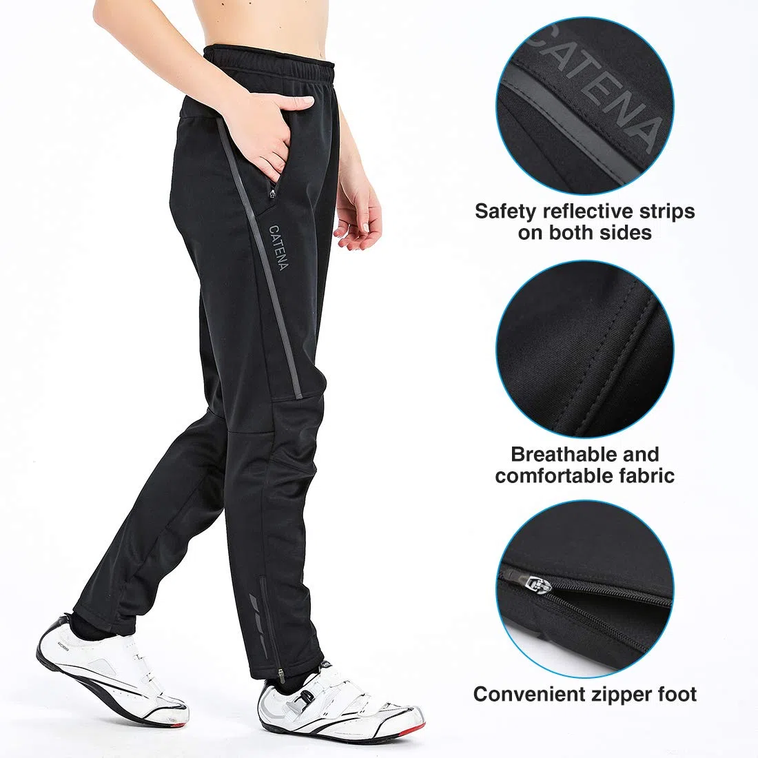CATENA Femme Pantalon de Cyclisme d'hiver imperméable Coupe-Vent pour en Polaire Thermique pour la Course à Neige, la Course à Pied, la randonnée