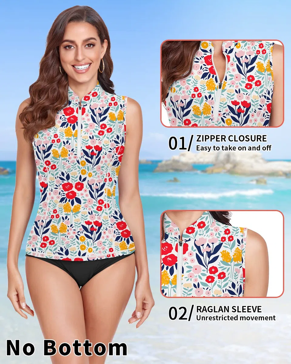 WOWENY Maillot de Bain sans Manches pour Femme - Protection Solaire - Maillot de Bain - Maillot de Bain - Maillot de Bain - Maillot de Bain - Maillot de Bain - T-Shirt de Plage