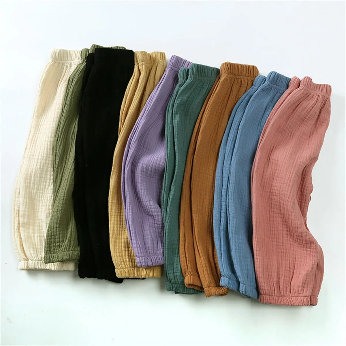 Lot de 3 Pantalon Bloomers Été pour Bébé Pantalon en Coton Lin Pantalon Bouffant à Couleur Unie Pantalons de Survêtement Harem Été Pantalon Long Décontracté Jogging pour Garçon Fille 1-8 Ans