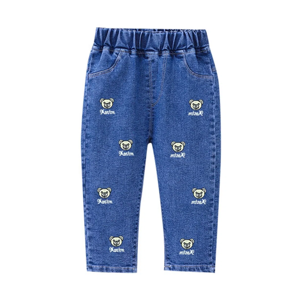 Generisch Jean pour fille - Coupe large - Taille moyenne - Coupe droite - Jeans pour petite fille - Coupe skinny - Pantalon en denim avec taille élastique - Pantalon pour tout-petits