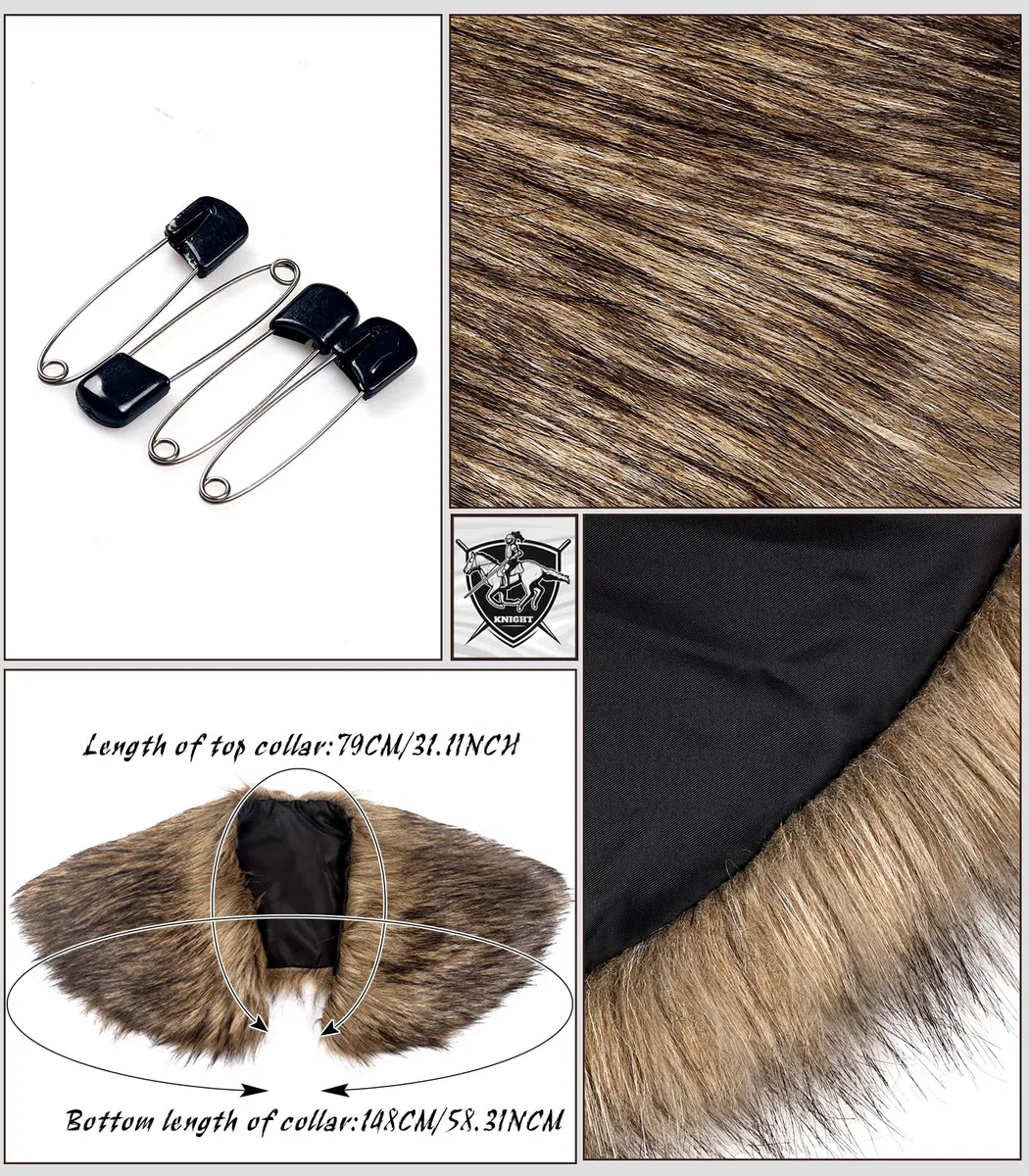 keland Homme Viking Col en Fausse Fourrure Écharpe Accessoire de Costume